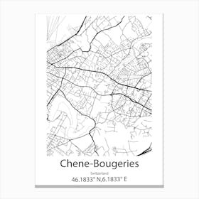 Chene Bougeries,Switzerland Minimalist Map Canvas Print