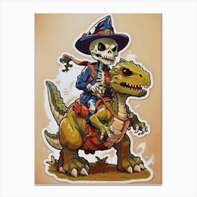 Funny Cowboy Skull Dinosaurus Canvas Print