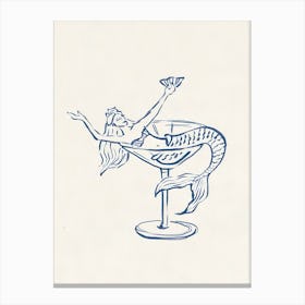 Mermaid In Martini Glass Canvas Print