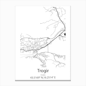 Trogir,Croatia Minimalist Map Canvas Print