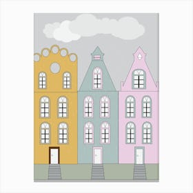 Colorful Houses Town Buildings Cartoon City Urban Canvas Print