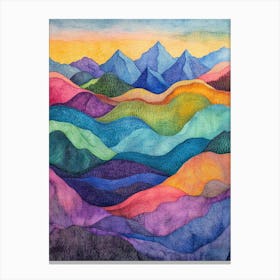 Colourful Mountain Illustration Poster Art Print 12 Canvas Print