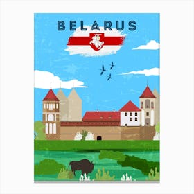 Belarus — Retro travel minimalist art poster 2 Canvas Print