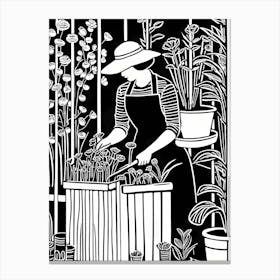 Just a girl who loves Gardening, Lion cut inspired Black and white Stylized portrait of a woman Gardening, 239 Canvas Print