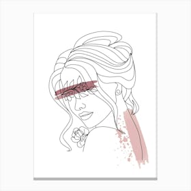 Line art style woman with watercolor painting VI Canvas Print
