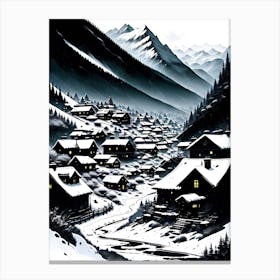 Village In The Snow Canvas Print