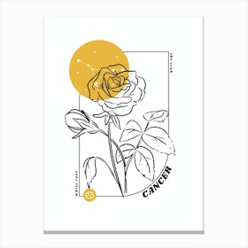 Cancer Birth Flower & Zodiac Sign Canvas Print