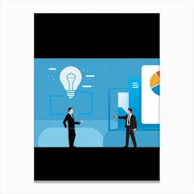 Business Decision Making Process Represented As Minimalistic Icons Split Screens Showing A Thought (7) Canvas Print