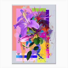 Lilac 2 Neon Flower Collage Canvas Print