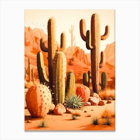 Desert Landscape With Cactus Canvas Print