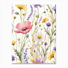 Colorful Flowers Watercolor Painting 1 Canvas Print