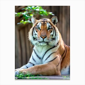 A majestic tiger with vibrant orange and black stripes Canvas Print