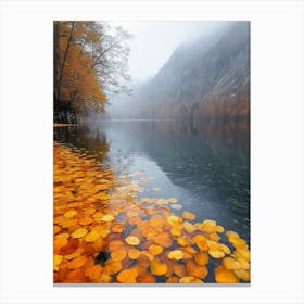 Autumn Leaves On The Lake Canvas Print