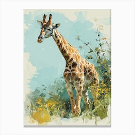 Giraffe In Nature Modern Illustration 1 Canvas Print