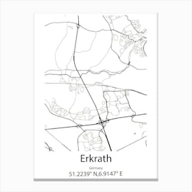 Erkrath,Germany Minimalist Map Canvas Print