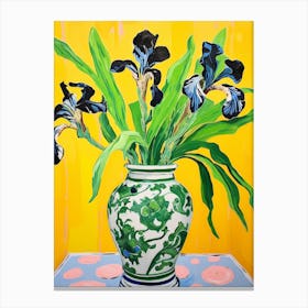 Flowers In A Vase Still Life Painting Iris 1 Canvas Print