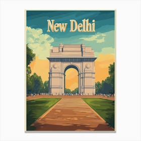 Aihrgdesign A Vintage Travel Poster Of New Delhi Canvas Print