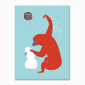How To Make Snow   Monkey And Snowman Canvas Print