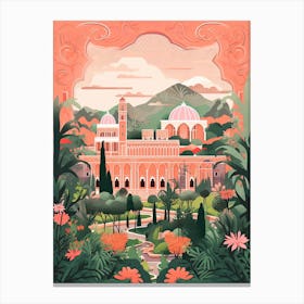 The Alhambra   Granada, Spain   Cute Botanical Illustration Travel 0 Canvas Print