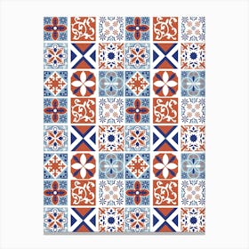 Azulejo - vector tiles, Portuguese tiles, Tile Pattern 1 Canvas Print