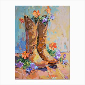 Cowboy Boots And Wildflowers Columbine 1 Canvas Print