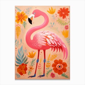 Pink Scandi Flamingo 2 Canvas Print