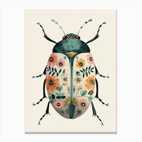 Colourful Insect Illustration June Bug 3 Canvas Print