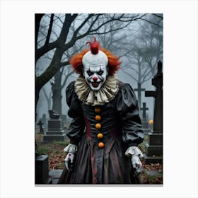 Creepy Carnival in the Dark Forest Spooky Clown Canvas Print