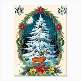 William Morris Christmas Tree With Deer 1 Canvas Print