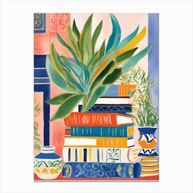 Books And Plants Canvas Print