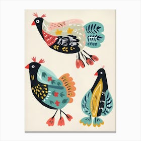Folk Style Bird Painting Chicken 1 Canvas Print