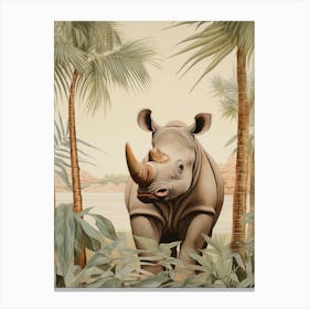 Rhinoceros 1 Tropical Animal Portrait Canvas Print