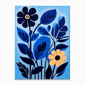 Blue Flower Illustration Black Eyed Susan 4 Canvas Print