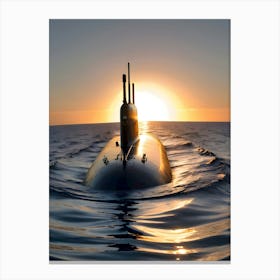 Submarine At Sunset-Reimagined 9 Canvas Print