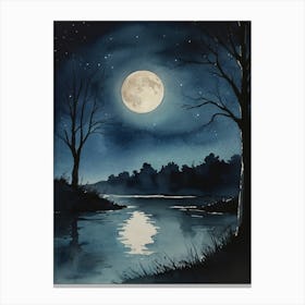 Moonlight By The Lake Canvas Print