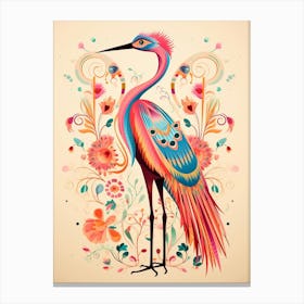 Pink Scandi Crane 2 Canvas Print