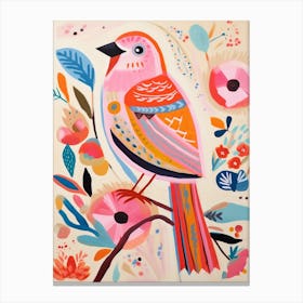Pink Scandi Sparrow 2 Canvas Print