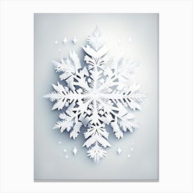 White, Snowflakes, Retro Drawing 3 Canvas Print
