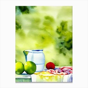 Lime Italian Watercolour fruit Canvas Print