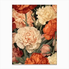 Carnations Seamless Pattern 1 Canvas Print