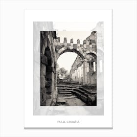 Poster Of Pula, Croatia, Black And White Old Photo 2 Canvas Print