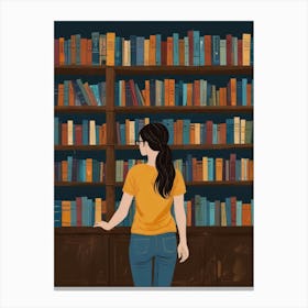 Girl In A Library Canvas Print