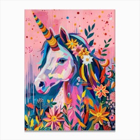 Floral Unicorn In The Meadow Floral Fauvism Inspired 1 Canvas Print