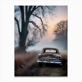 Old Car In The Fog 12 Canvas Print