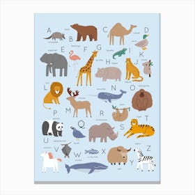 Animal Alphabet Blue Canvas Print