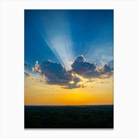 An Idyllic Sunset Unfolds In Heaven Where Beautiful Sun Rays Pierce Through The Clouds Creating A P (4) Canvas Print