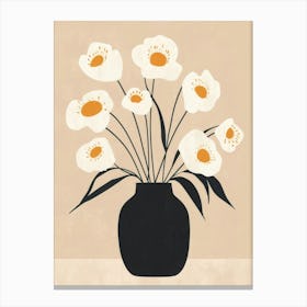 Flowers In A Black Vase Canvas Print