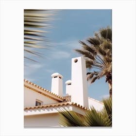 White House With Palms Retro Summer Photography 3 Canvas Print