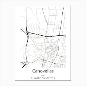 Canovellas,Spain Minimalist Map Canvas Print