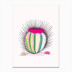 Hedgehog Cactus Minimal Line Drawing 2 Canvas Print